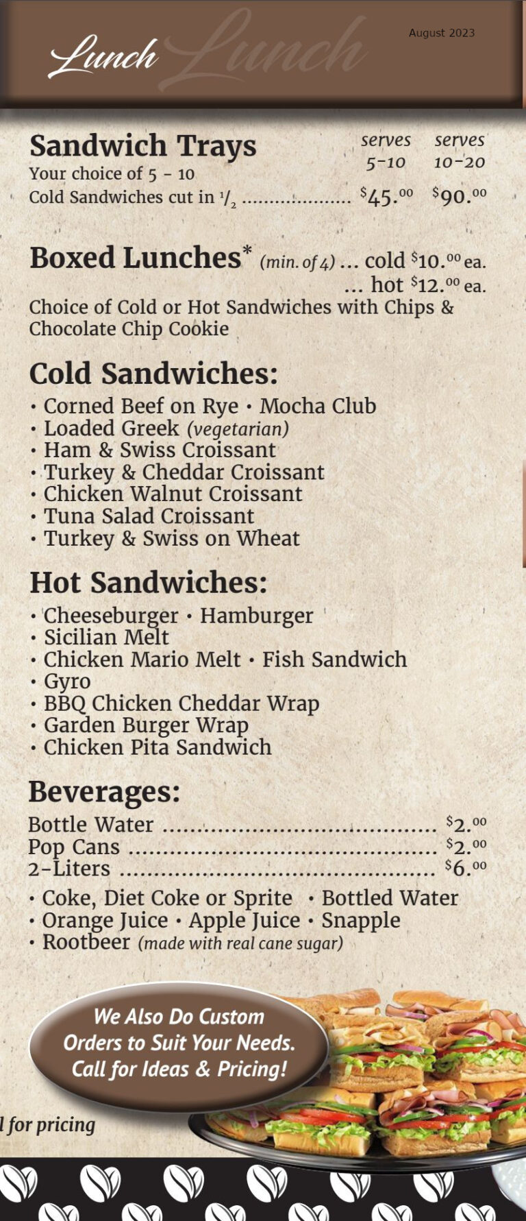 warren house hotel menu